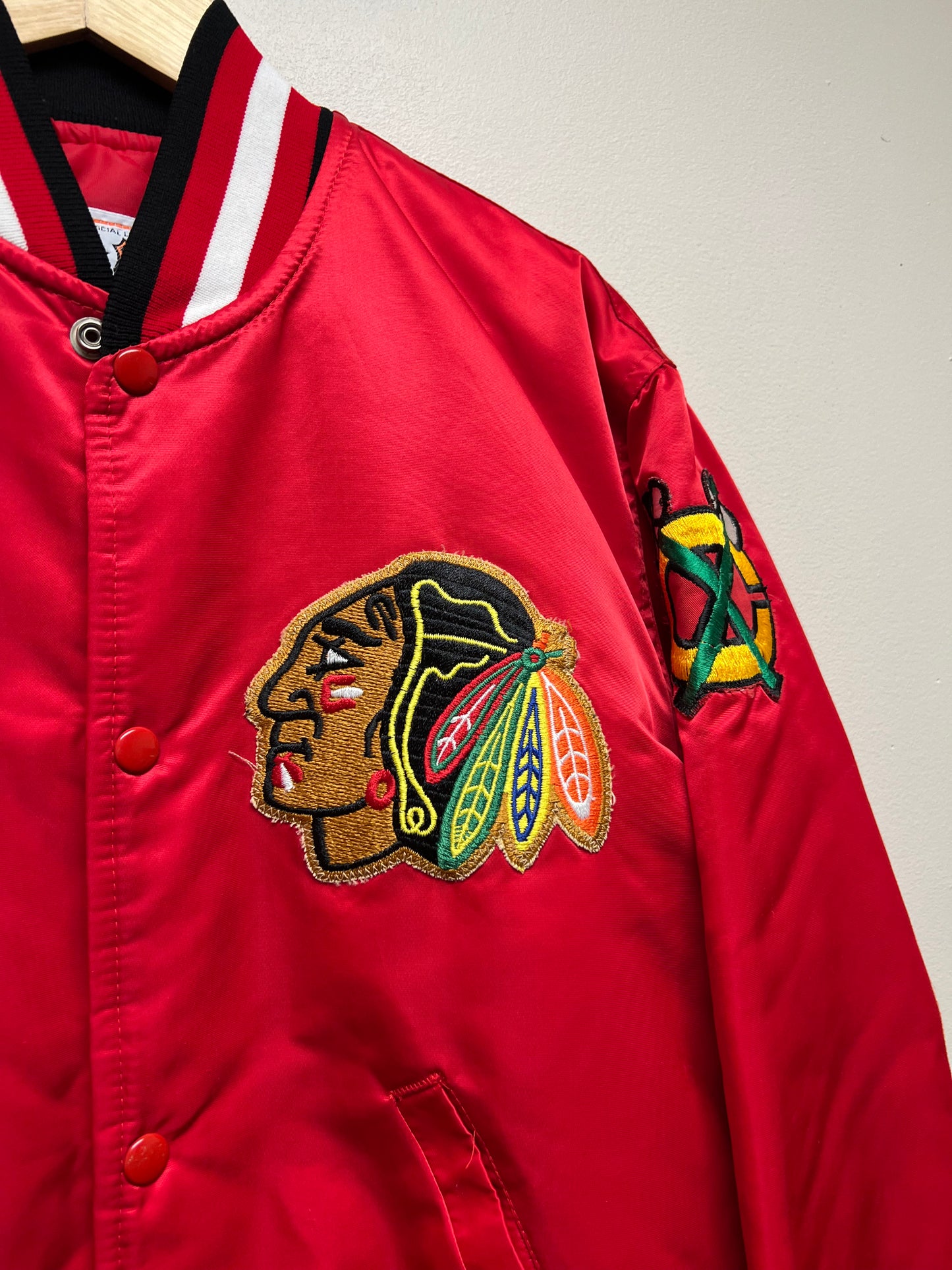 (M) 80’s Starter Chicago Blackhawks Satin Bomber
