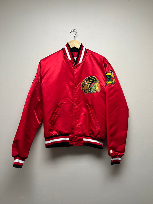 (M) 80’s Starter Chicago Blackhawks Satin Bomber